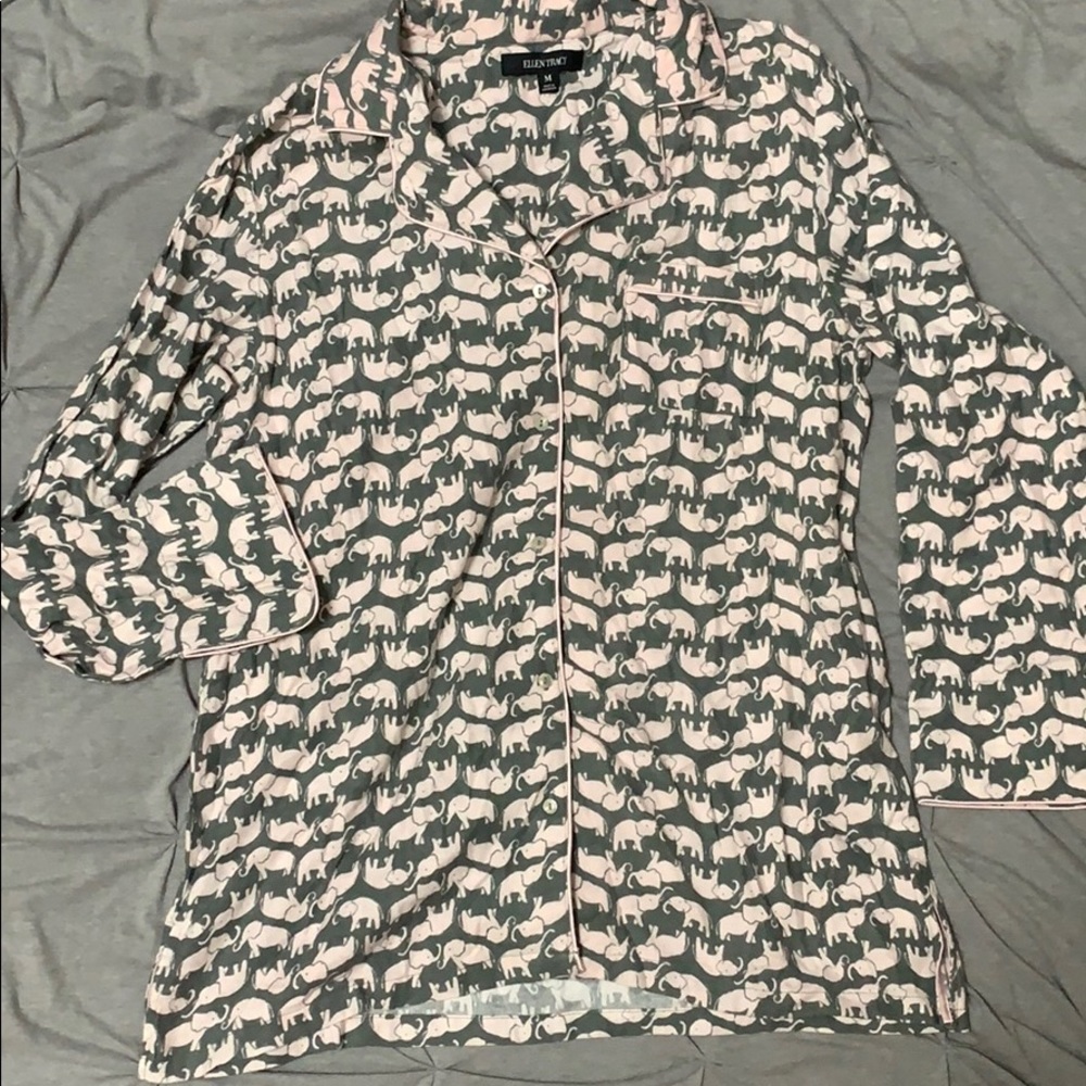 Soft elephant sleep shirt Never worn button up